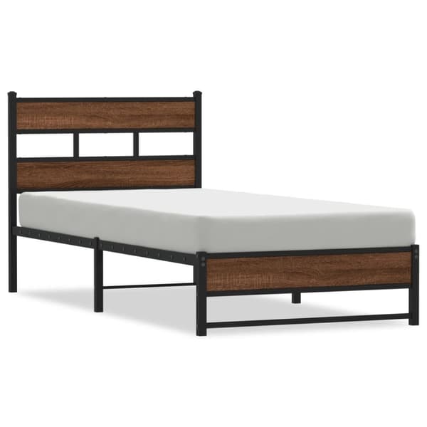 vidaXL Sengeramme i metall uten madrass brun eik 90x200 cm