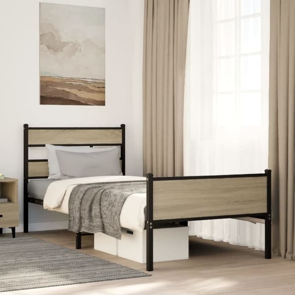 vidaXL Sengeramme uten madrass sonoma eik 107x200 cm konstruert tre