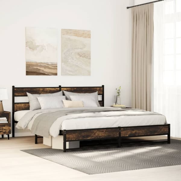 vidaXL sengeramme uden madras 183x213 cm metal røget egetræsfarve