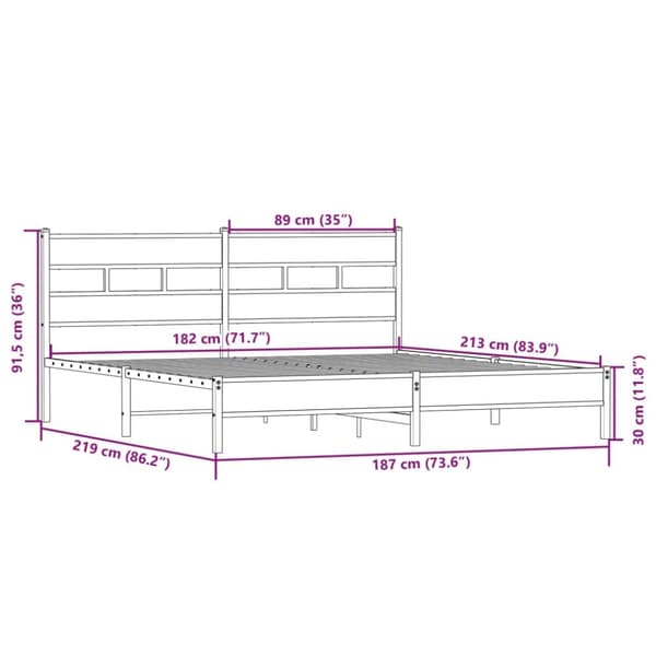 vidaXL Sengeramme i metall uten madrass sonoma eik 183x213 cm