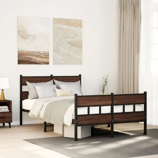 vidaXL sengeramme m. sengegavl + fodgærde 120x200 cm uden madras
