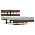 Miniatyrbilde 1 av 10: vidaXL Sengeramme i metall uten madrass brun eik 160x200 cm