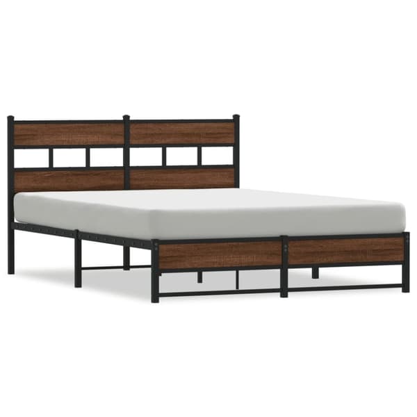 vidaXL Sengeramme i metall uten madrass brun eik 160x200 cm
