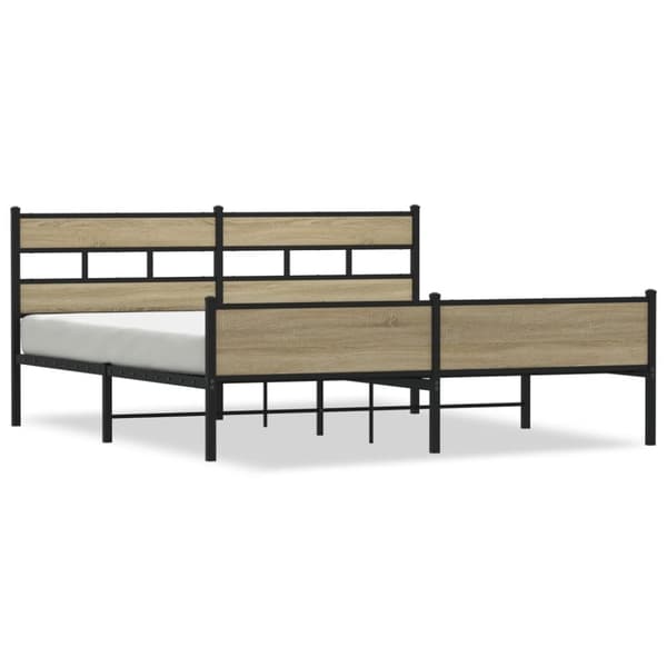 vidaXL Sengeramme i metall uten madrass sonoma eik 200x200 cm