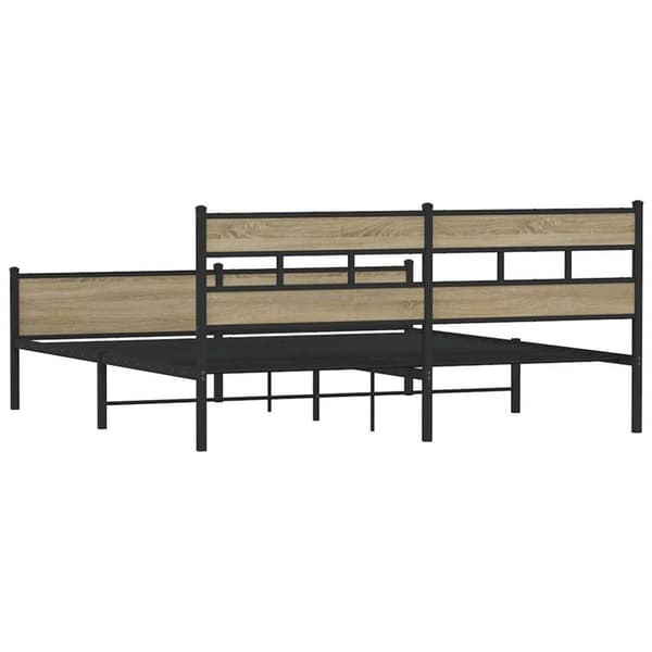 vidaXL Metallinen sängynrunko ilman patjaa Sonoma-tammi 180x200 cm