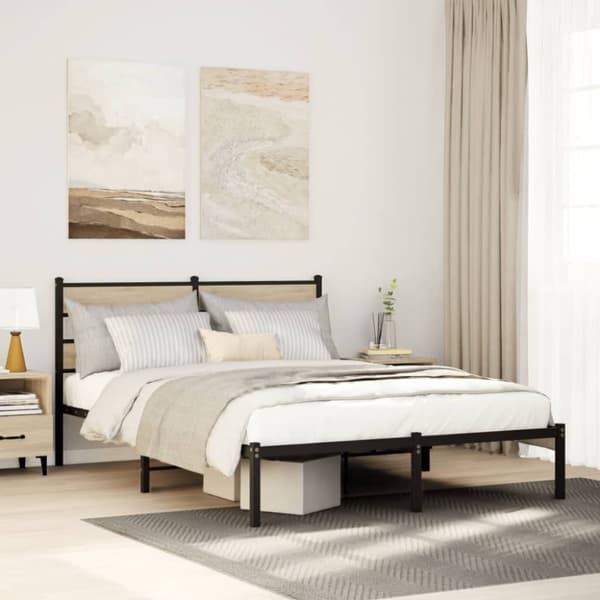 vidaXL Sengeramme i metall uten madrass sonoma eik 160x200 cm