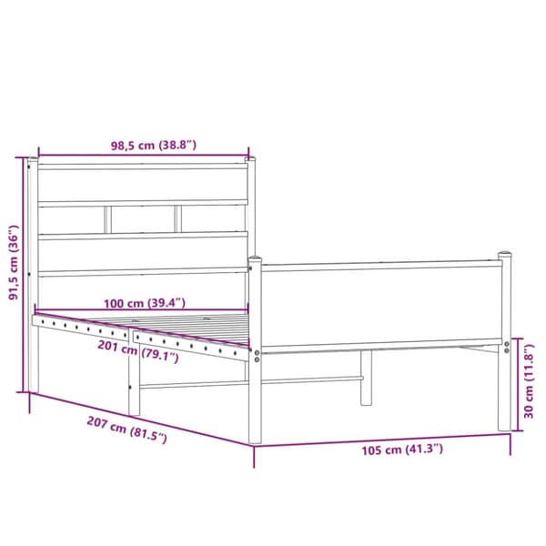 vidaXL Sengeramme uten madrass sonoma eik 100x200 cm konstruert tre