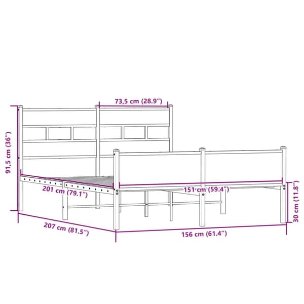vidaXL Sengeramme uten madrass sonoma eik 150x200 cm konstruert tre