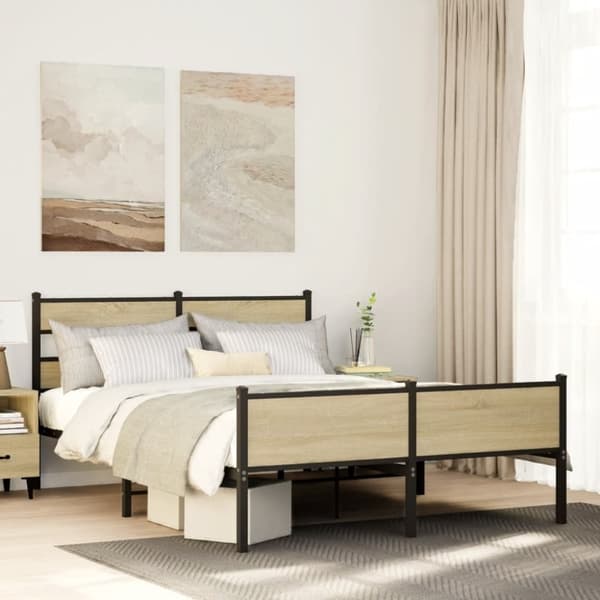 vidaXL Sengeramme uten madrass sonoma eik 150x200 cm konstruert tre