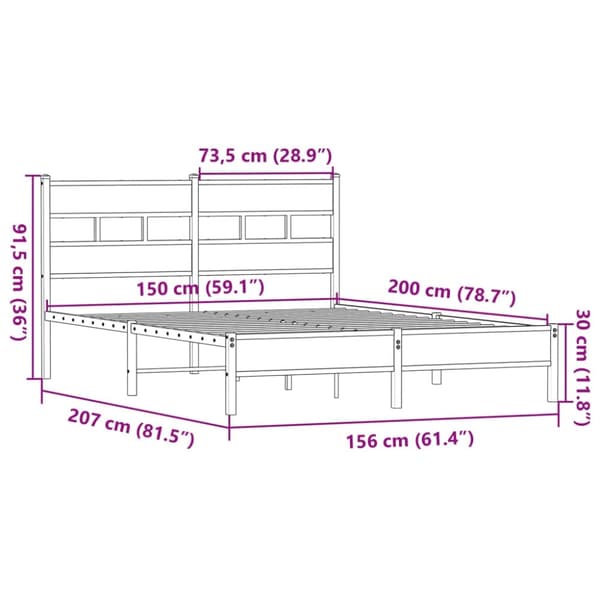 vidaXL Sängynrunko ilman patjaa Sonoma tammi 150x200 cm tekninen puu