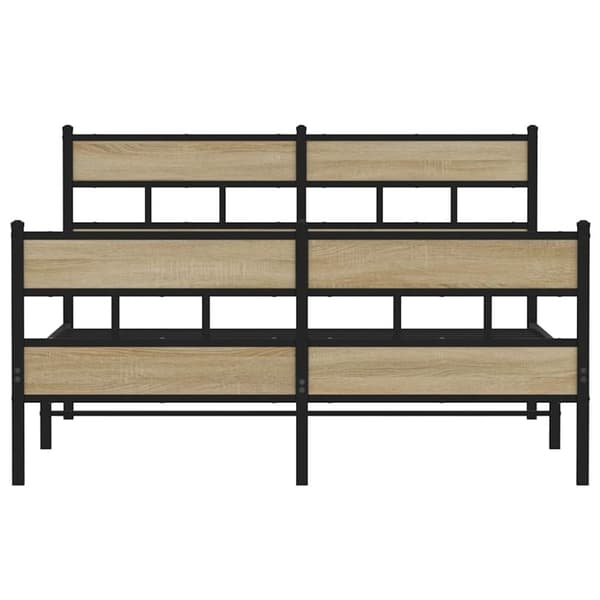 vidaXL Metallinen sängynrunko ilman patjaa Sonoma-tammi 135x190 cm