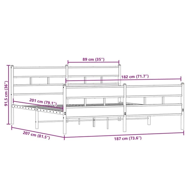 vidaXL Sengeramme i metall uten madrass sonoma eik 180x200 cm