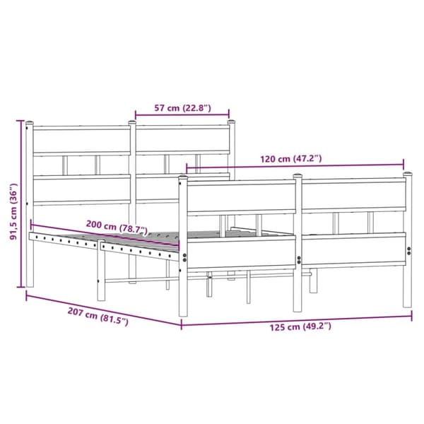 vidaXL Sengeramme i metall uten madrass sonoma eik 120x200 cm