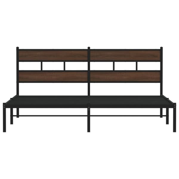 vidaXL Sängynrunko ilman patjaa päädyllä ruskea tammi 183x213 cm