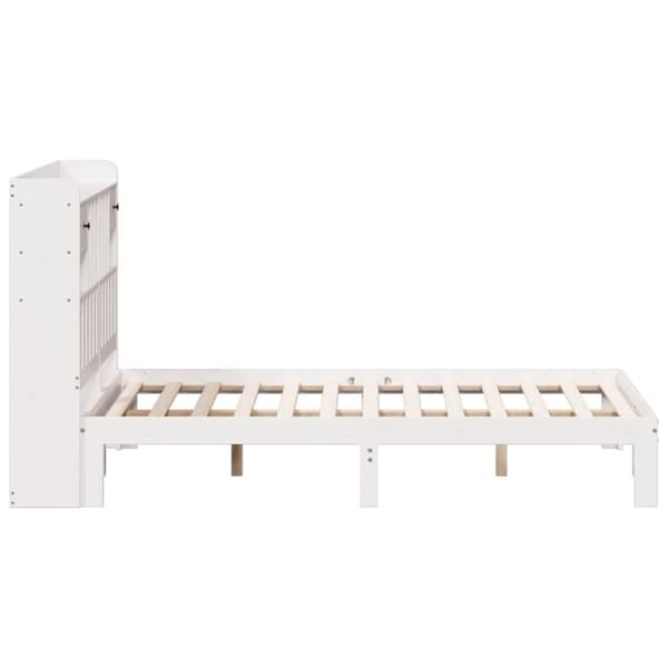 vidaXL Seng med bokhylle uten madrass hvit 150x200 cm heltre furu