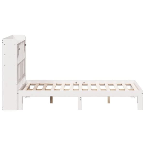vidaXL Seng med bokhylle uten madrass hvit 140x190 cm heltre furu