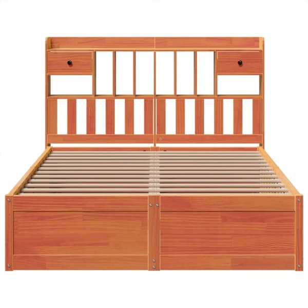 vidaXL Sengeramme uten madrass voksbrun 140x190 cm heltre furu