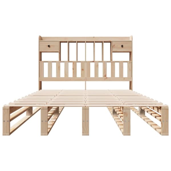 vidaXL Seng med bokhylle uten madrass 140x190 cm heltre furu