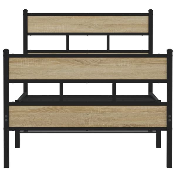 vidaXL Metallinen sängynrunko ilman patjaa Sonoma-tammi 75x190 cm