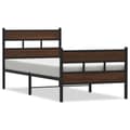 Miniatyrbillede 1 af 10: vidaXL sengeramme m. sengegavl 90x200 cm uden madras brunt eg