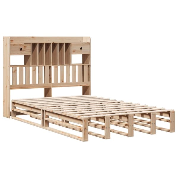 vidaXL Sänky kirjahyllyllä ilman patjaa 135x190 cm täysi mänty