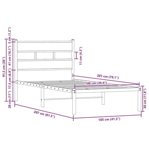 vidaXL Sengeramme uten madrass med hodegavl brun eik 100x200 cm