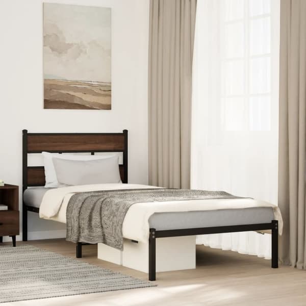 vidaXL Sengeramme uten madrass med hodegavl brun eik 100x200 cm