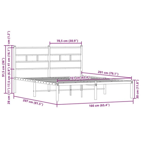 vidaXL Sengeramme uten madrass med hodegavl brun eik 160x200 cm