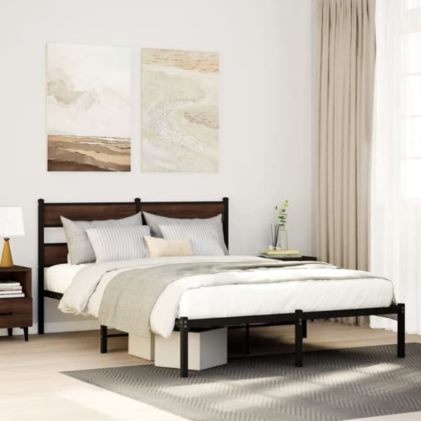 vidaXL Sengeramme uten madrass med hodegavl brun eik 160x200 cm