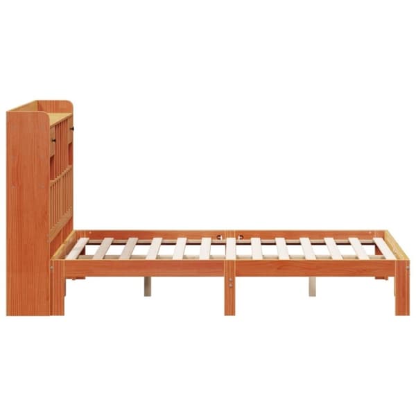 vidaXL seng med reol uden madras 140x190cm massivt fyrretræ gyldenbrun
