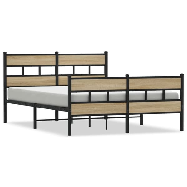 vidaXL Sengeramme i metall uten madrass sonoma eik 150x200 cm