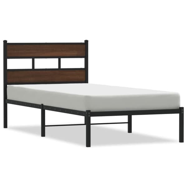 vidaXL Sengeramme uten madrass med hodegavl brun eik 107x203 cm
