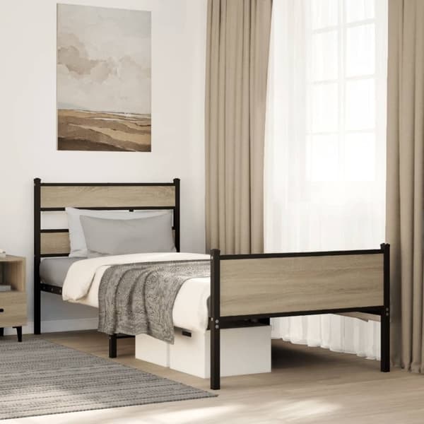vidaXL Sengeramme uten madrass sonoma eik 90x190 cm konstruert tre