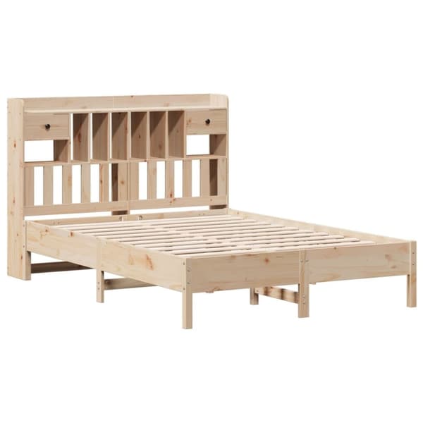 vidaXL Seng med bokhylle uten madrass 140x190 cm heltre furu
