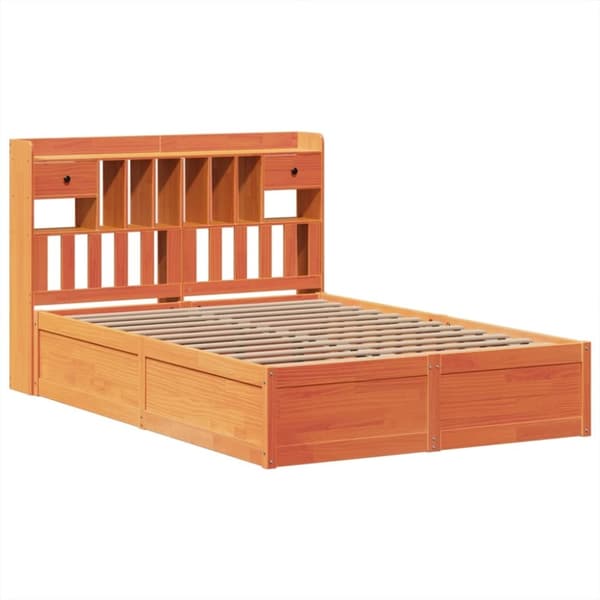vidaXL sengeramme uden madras 160x200 cm massivt fyrretræ gyldenbrun