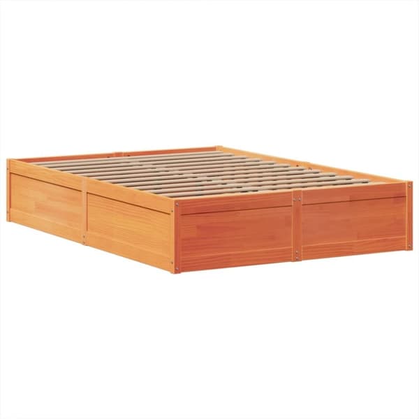 vidaXL sengeramme uden madras 160x200 cm massivt fyrretræ gyldenbrun