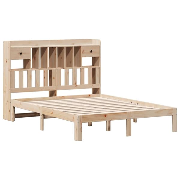 vidaXL Sänky kirjahyllyllä ilman patjaa 135x190 cm täysi mänty