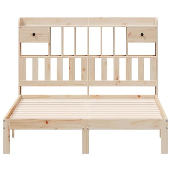 vidaXL Sänky kirjahyllyllä ilman patjaa 135x190 cm täysi mänty