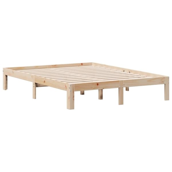 vidaXL Sänky kirjahyllyllä ilman patjaa 135x190 cm täysi mänty