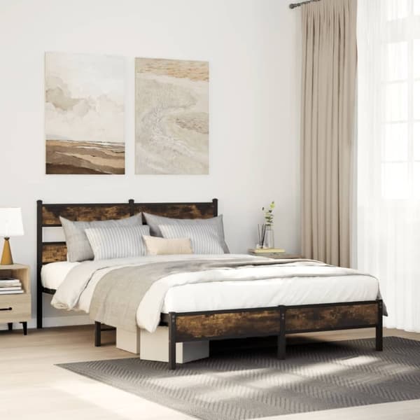 vidaXL sengeramme m. sengegavl 140x190 cm uden madras sonoma-eg