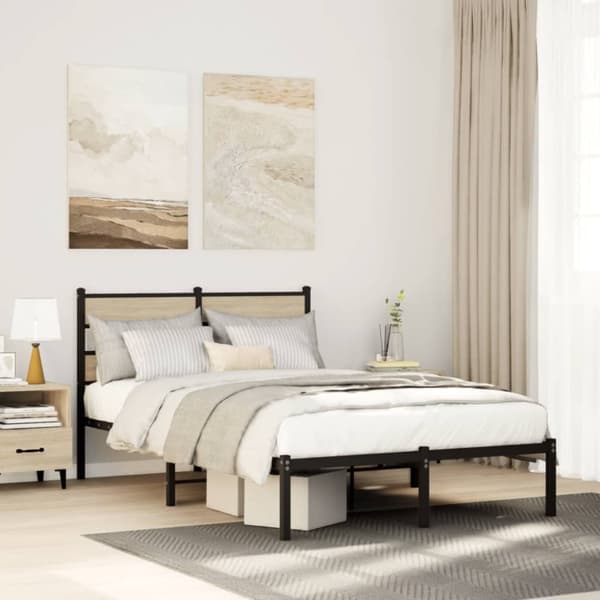 vidaXL sengeramme uden madras 120x200 cm metal sonoma-eg
