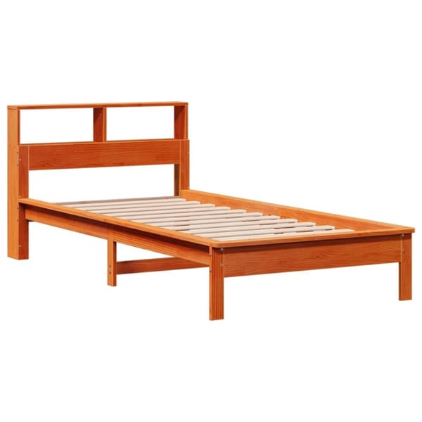 vidaXL seng med reol uden madras 100x200cm massivt fyrretræ gyldenbrun