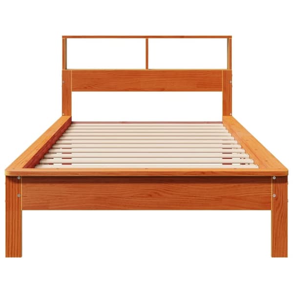 vidaXL seng med reol uden madras 100x200cm massivt fyrretræ gyldenbrun