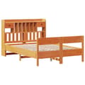Miniatyrbilde 4 av 11: vidaXL Seng med bokhylle uten madrass voksbrun 135x190 cm heltre furu