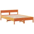 Miniatyrbilde 9 av 11: vidaXL Seng med bokhylle uten madrass voksbrun 135x190 cm heltre furu