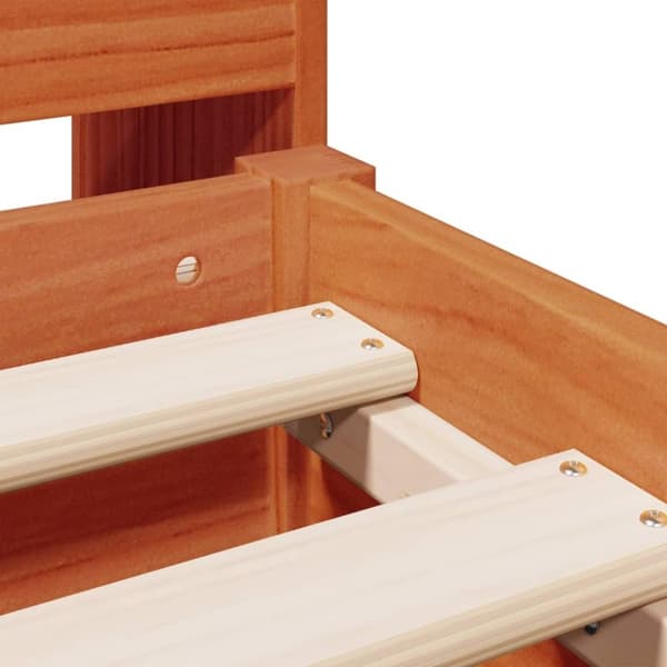 vidaXL Seng med bokhylle uten madrass voksbrun 135x190 cm heltre furu