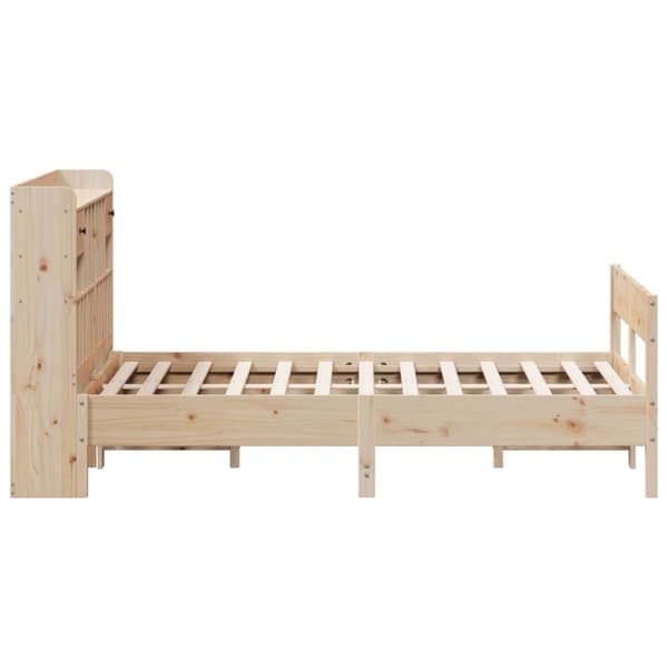 vidaXL Seng med bokhylle uten madrass 135x190 cm heltre furu