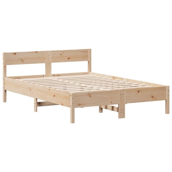 vidaXL Seng med bokhylle uten madrass 135x190 cm heltre furu