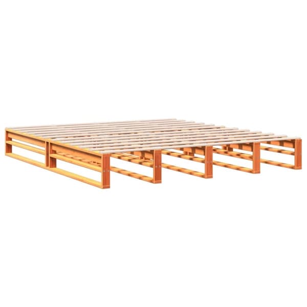 vidaXL seng med reol uden madras 200x200cm massivt fyrretræ gyldenbrun