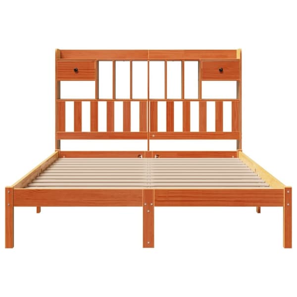 vidaXL seng med reol uden madras 140x190cm massivt fyrretræ gyldenbrun